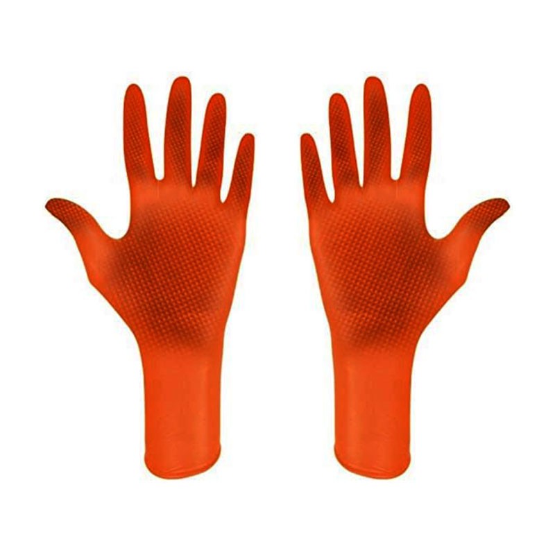Boite de 50 gants jetables ambidextres orange - Nitrile. Mercator.