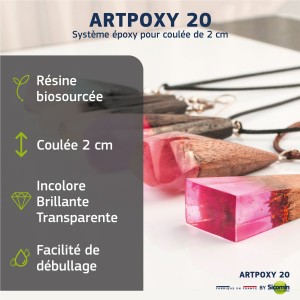Kit 1 Kg - ARTPOXY 20  - Résine époxy pour coulée de moyenne épaisseur 2 cm