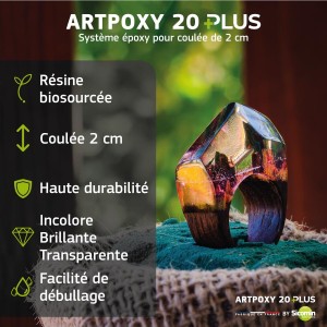 Kit 1 Kg - ARTPOXY 20 PLUS - Résine époxy pour coulée de moyenne épaisseur 2 cm