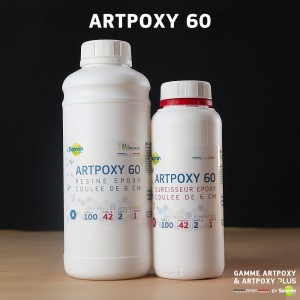 Kit 1 Kg - ARTPOXY 60 - Résine époxy pour coulée de forte épaisseur 6 cm