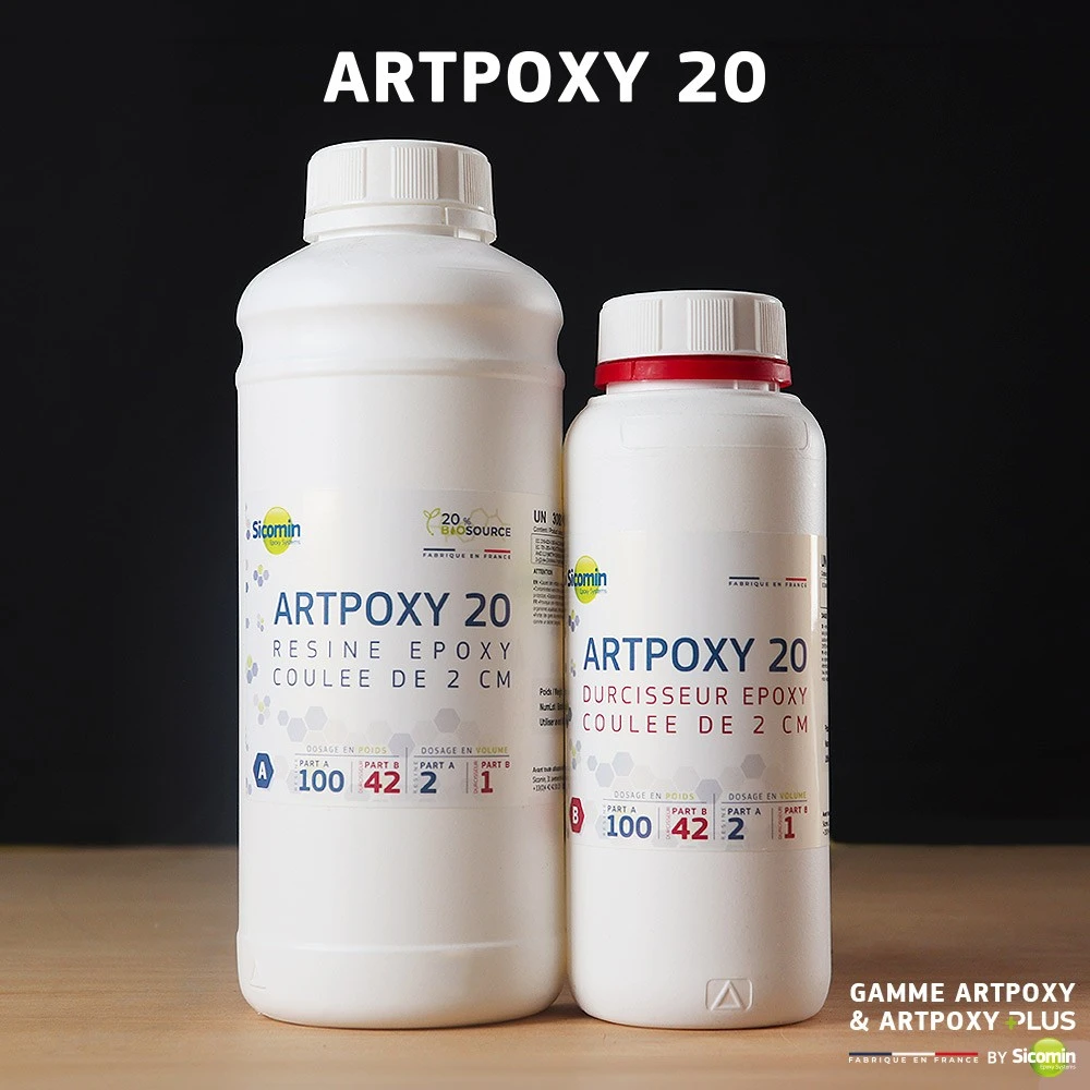Kit 1 Kg - ARTPOXY 20  - Résine époxy pour coulée de moyenne épaisseur 2 cm