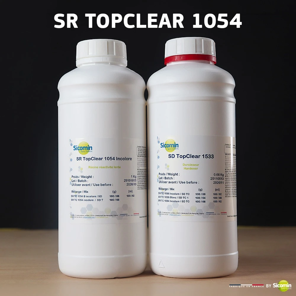 Résine SR Top Clear 1054 1 Kg + Durcisseur SD Top Clear 1533 0,66 Kg