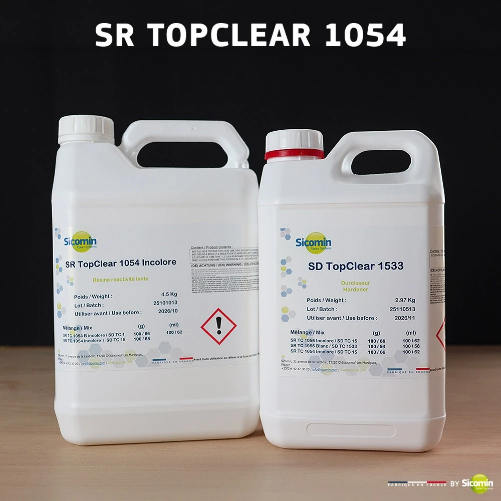 Résine SR Top Clear 1054 4,5 Kg + Durcisseur SD Top Clear 1533 2,97 Kg