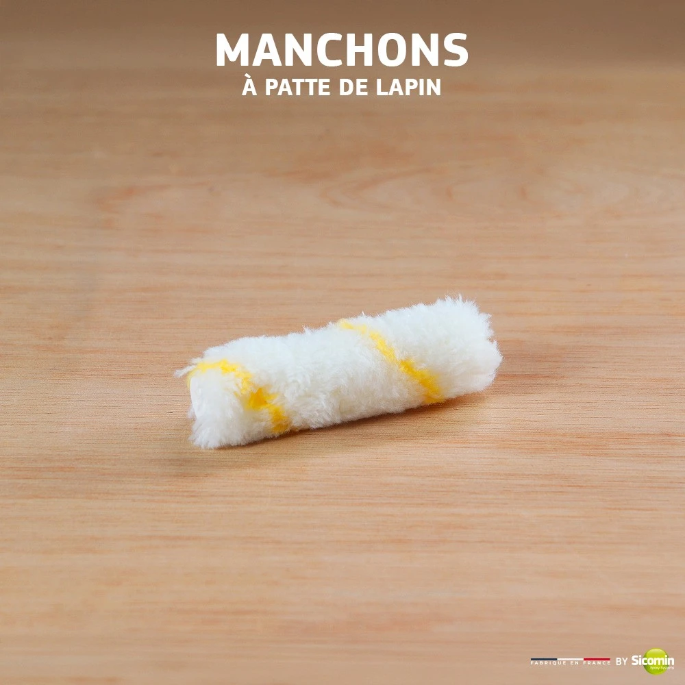 Sachet de 10 manchons patte de lapin à clip (jaune poils longs)