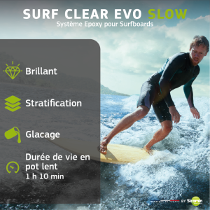 Résine époxy SR Surf Clear EVO + Durcisseur Surf Clear EVO Slow 1,38Kg
