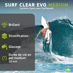 Résine époxy SR Surf Clear EVO + Durcisseur Surf Clear EVO Medium 1,39 Kg