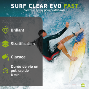 Résine époxy SR Surf Clear EVO + Durcisseur Surf Clear EVO Fast 1,41 Kg