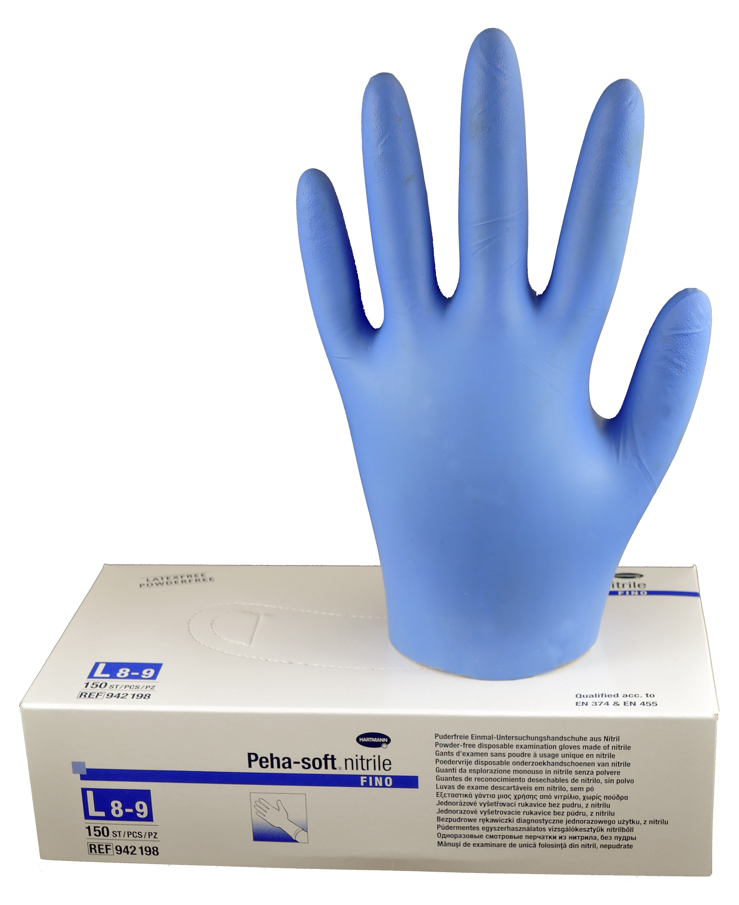 Boîte 150 gants nitrile non poudrés PEHA taille L 8-9