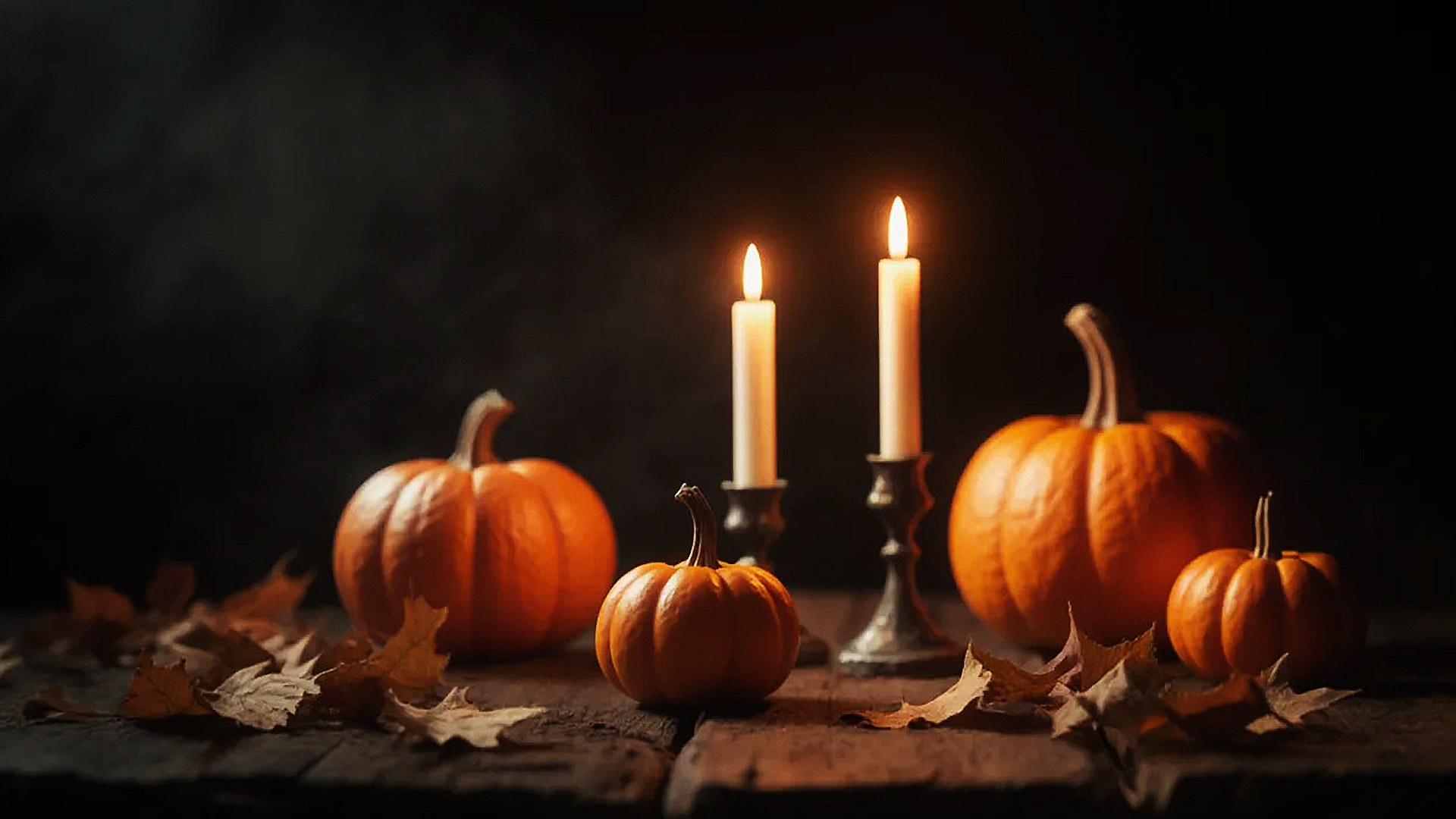 Décors d'halloween posé sur une table en bois